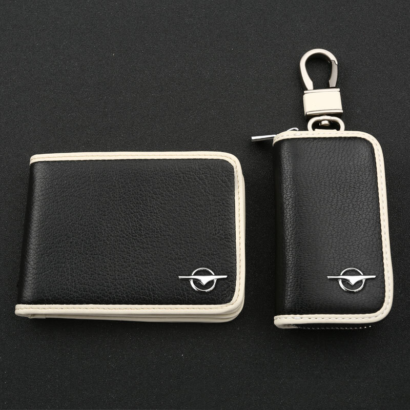 奧尼寶 海馬車標汽車真皮鑰匙包套鑰匙扣掛證件駕駛證件包套 黑色 海馬M6